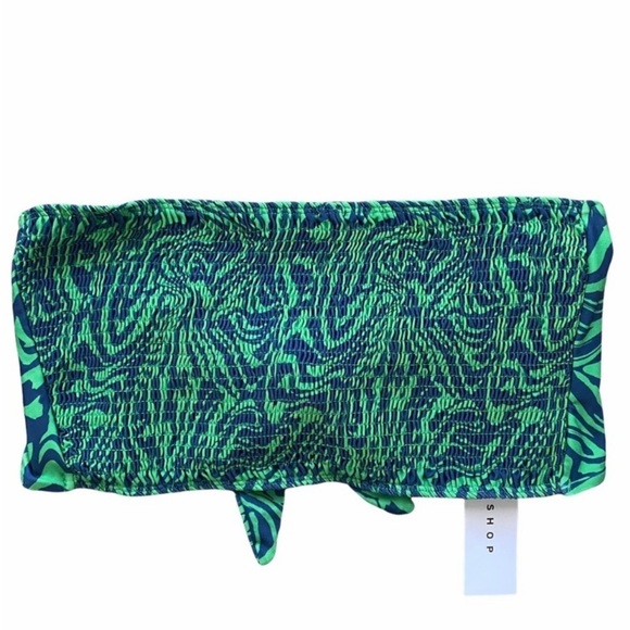 TOPSHOP Zebra Blue & Green Shirred Bandeau NWT - Picture 1 of 6